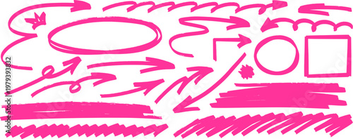 Calm drawn sketch where highlight and marker soften the look, arrow leads the line and underline forms a neat shape in pen flow.