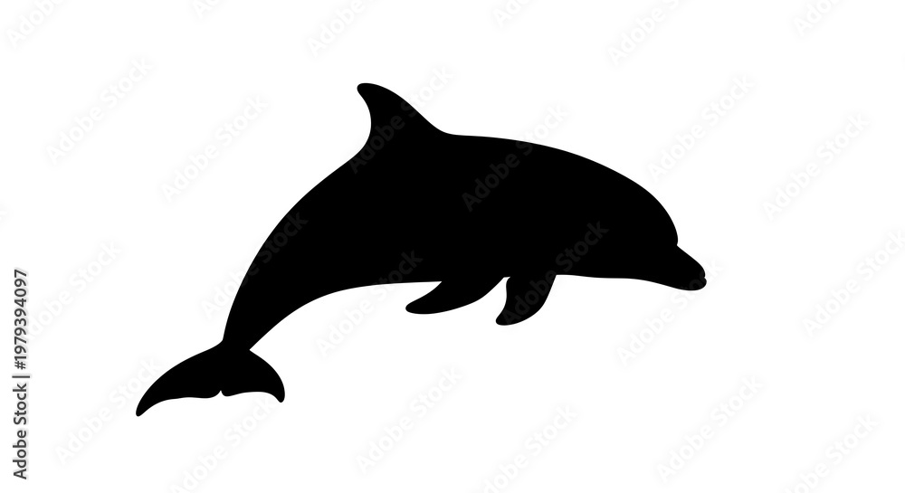 Fototapeta premium Black silhouette of a dolphin swimming.