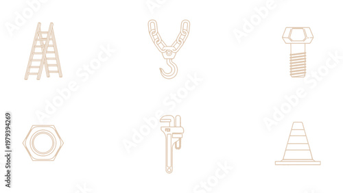 Tools Collection: A set of essential tools, neatly arranged, representing construction and engineering, focusing on the functionality of the instruments.