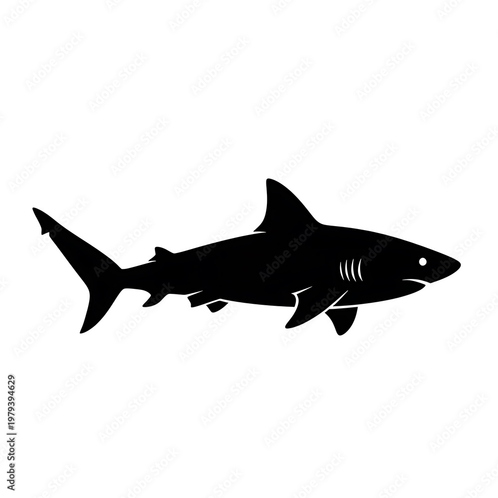 Fototapeta premium Black silhouette of a shark fish.