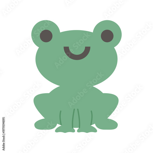 カエル 梅雨の時期のかわいいフラットイラスト