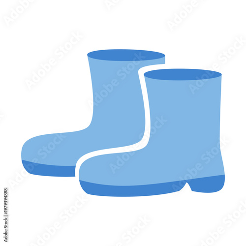 青　水色　長靴　梅雨の雨具イラスト