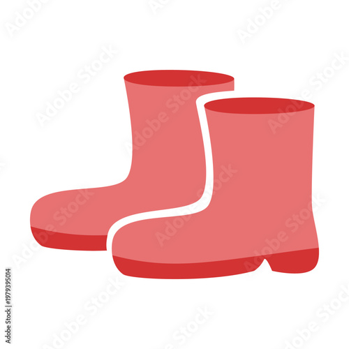 長靴　赤　レインブーツ　梅雨の雨具イラスト