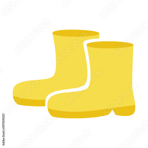 長靴　黄色　レインブーツ　梅雨の雨具イラスト