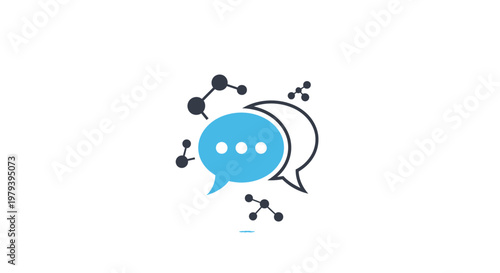 Tableau sur toile Blue and white speech bubbles chatting.