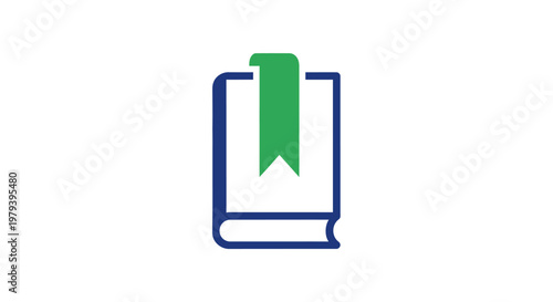 Book Icon with Green Bookmark.