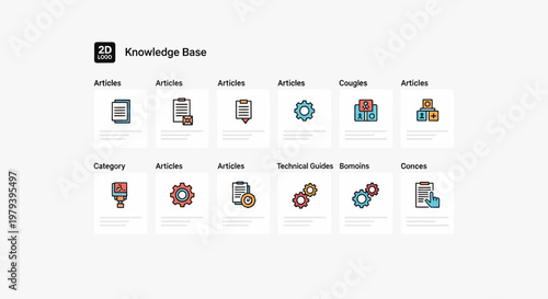 Blurry icons of knowledge base categories.