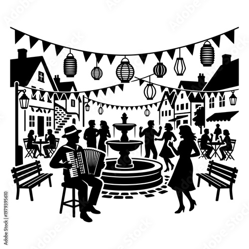 Winter lantern silhouette with snow and pine branch