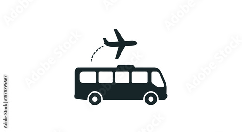 Bus and Airplane Transportation Icons.
