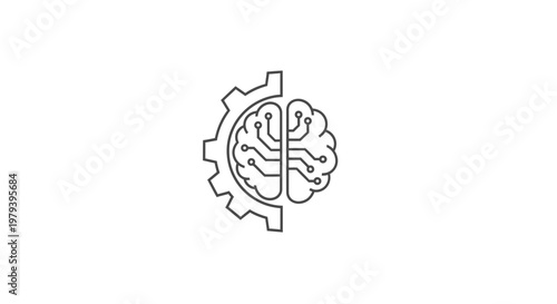 Brain with gear technology symbol.