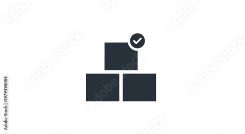 Black blocks with checkmark icon.