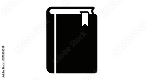 Black Book Icon With Bookmark.