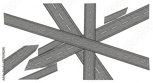 Complex Highway Interchange Illustration.