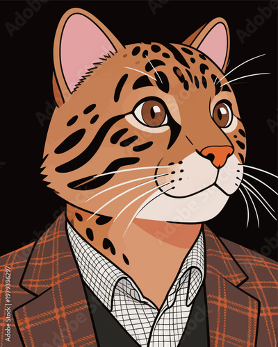 Stylized Jaguar in Formal Business Attire