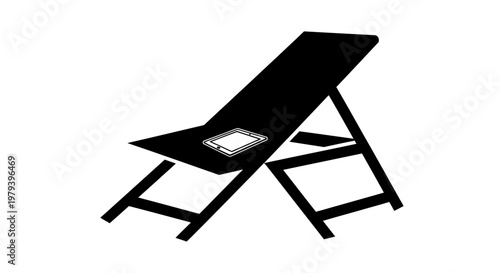 Black folding beach chair silhouette.