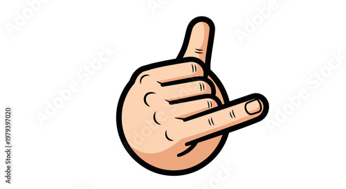Vector Illustration of a Cartoon Hand Making an L Shape Gesture with Thumb and Index Finger Extended