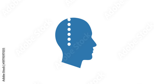 Blue human head with dots side.