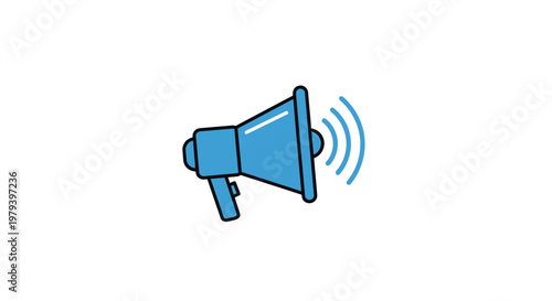 Blue Megaphone Icon Loudspeaker Illustration.