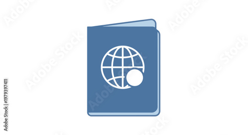 Blue Passport with Globe Icon Design.