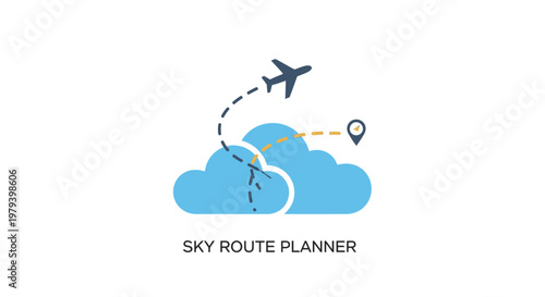 Airplane flying through the clouds navigation.