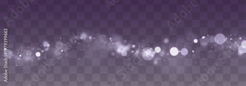 Silver snow dust shimmers in soft light, sparkle glitter shimmer bokeh. Twinkle particle, stardust highlights flare sparks, snowflake, glare, lens flare magical festive PNG vector winter illustration.