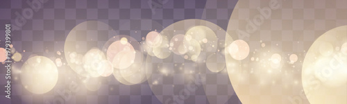 Yellow glitter dust glows in radiant light, blending shimmer, sparkle, twinkle bokeh. Particle stardust highlights flare sparks, glare, lens flare magical festive glow, PNG vector illustration. 