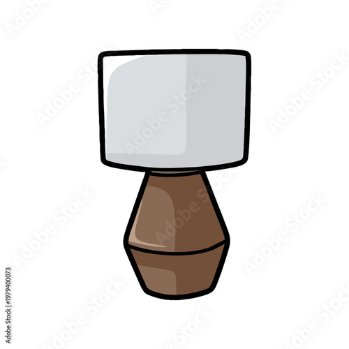 a round lamp on a simple bedroom table