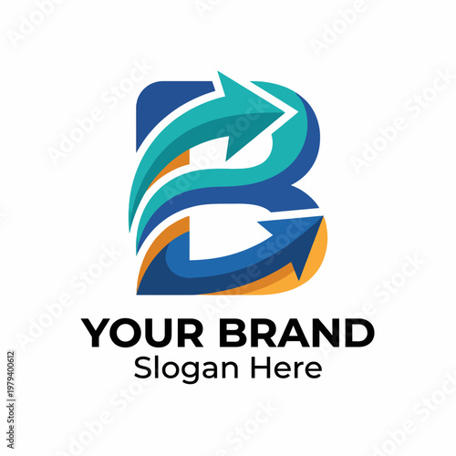 Fotografija An engaging logo with arrows and dynamic colors, representing movement and growth for a brand focused on innovation and forward-thinking strategies