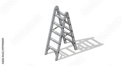 Illustration of a Step Ladder for Construction and Home Improvement.