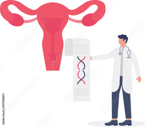 Doctor holding a report in front of female reproductive organ