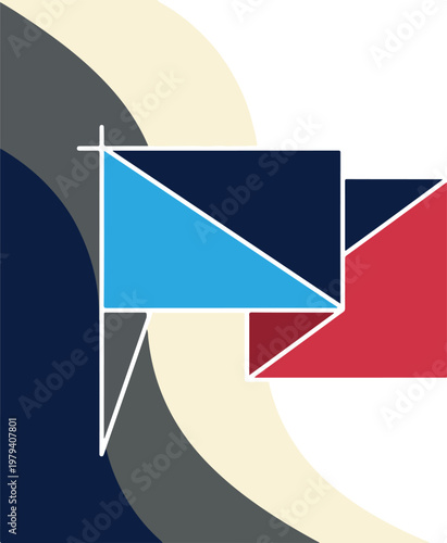 Geometric shapes in blue red.