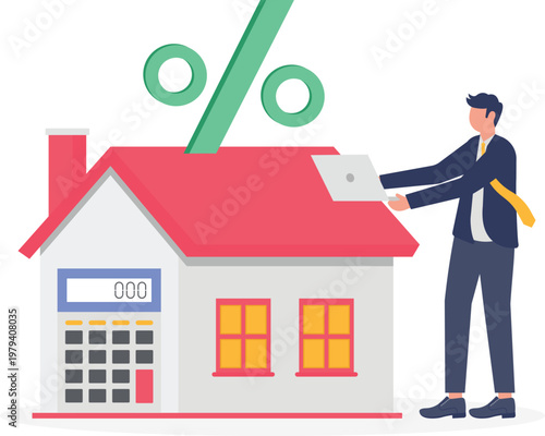 Professional checking house tax and percentage icons