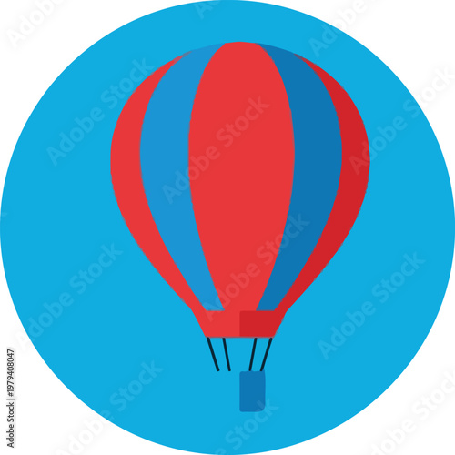 Red and blue hot air balloon.