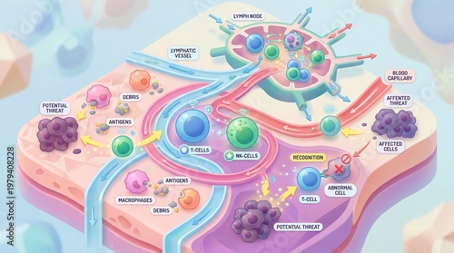 Dynamic Visualization of Immune System Mechanisms Exploring Cellular Defense and Therapeutic Pathways in a Stylized Biological Landscape