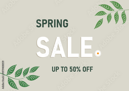 Spring Sale Nature Leaf Banner