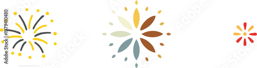 A symmetrical flat vector burst of magic light radiates geometric points in shades of solid pewter and plum, creating a minimalist 2D illustration with clean outlines and pleasant colors isolated on