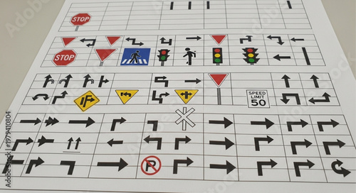 Collection of Traffic Signs and Road Markings for Driving Education.