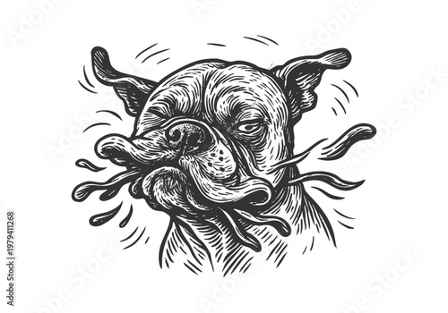 Boxer dog hand drawn simple sketch vector illustration