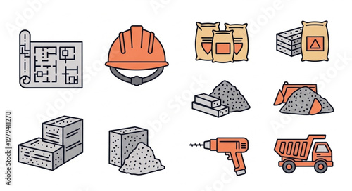 Construction site equipment tools.