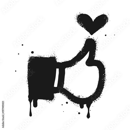 Spray painted graffiti Hand like sign in  black over white. Hand Like drip symbol. isolated on white background. vector illustration