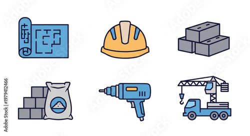 Construction Site Tools Icons.