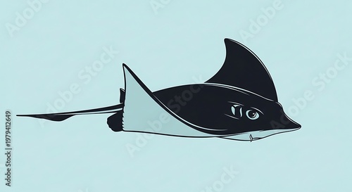 Black and white stingray ocean creature.