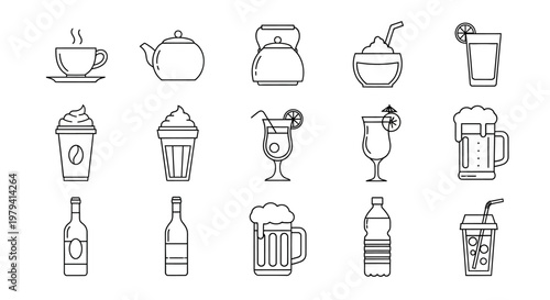 Various types of drink containers.