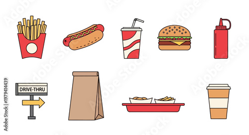 Fast Food Drive Thru Restaurant Items.