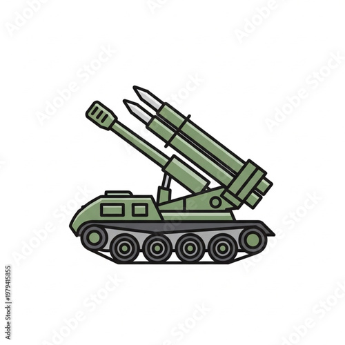 Military Missile Launcher Vehicle Illustration.