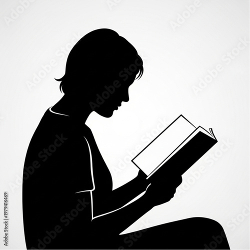 Silhouette of Person Reading a Book.