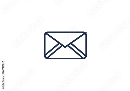 Simple Black Envelope Icon on White.