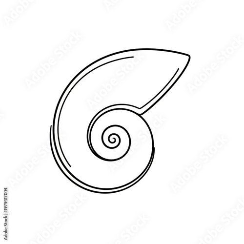 Simple Line Drawing of a Snail Shell.