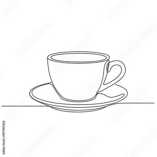Simple Line Drawing of Coffee Cup.
