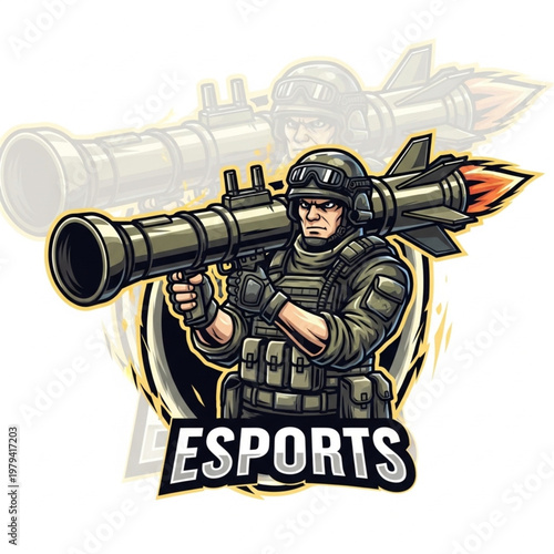 Soldier with Rocket Launcher Esports Character.